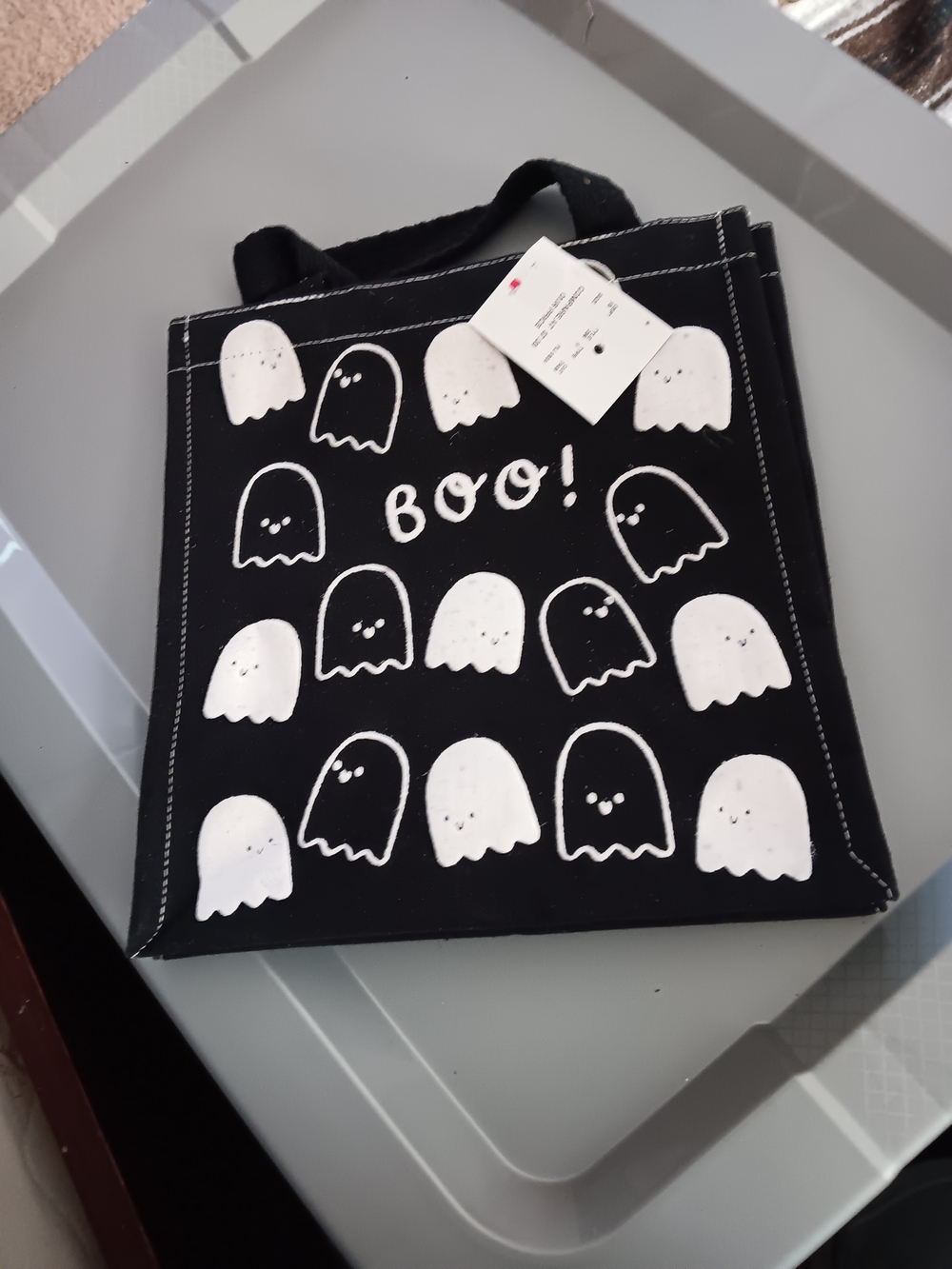 Unk Black Tote Bag with White Ghosts - BOO!